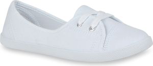 Mytrendshoe Sporty Dámske baleríny Látkové šľapky Ploché šnurovacie 71109, Farba: Biela, Veľkosť: 39