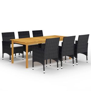 Gartenmöbelset 7-tlg. Outdoor-Essgarnitur 6 Personen Schwarz