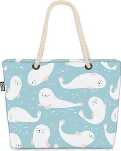 VOID Robben Kinder Antarktis Strandtasche Shopper 58x38x16cm 23L XXL Einkaufstasche Tasche Reisetasche Beach Bag