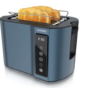 Arendo Toaster Wärmeisoliertes Doppelwandgehäuse, Display mit Restzeitanzeige, 2 kurze Schlitze, für 2 Scheiben, 800 W, Touchpanel, Brötchenaufsatz, 7 Bräunungsgrade
