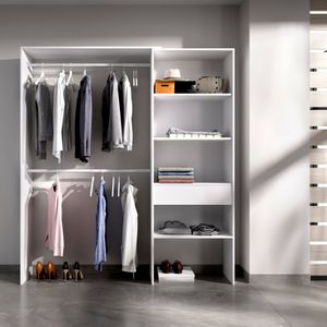 Kleiderschrank Dgarut, Struktur für begehbaren Kleiderschrank, Offene Garderobe, 160x40h187 cm, Weiß