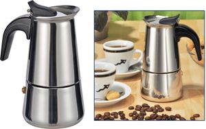 Haushalt International Edelstahl Espressokocher für 2 Tassen Espresso Kunststoffgriff 14072