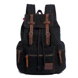 Reiserucksack umwandelbarer Seesack Reißverschluss verstellbarer  belastbar mehrere großer Herren-Canvas-Vintage-Rucksack für die Schule-Schwarz