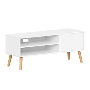 VASAGLE TV-Schrank, Lowboard, Fernsehschrank für Fernseher bis zu 55 Zoll, 120 cm lang, Fernsehtisch, für Wohnzimmer, Industrie-Design, weiß VTL120T46