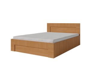 FURMEB24 - WER - Rám postele 100 x 200 cm s lamelovým roštom - Kovový rám postele s priestrannou pružinou - Posteľ vo vzhľade dreva - jelša