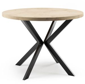 Runder Ausziehbarer Esstisch - Loft Style Tisch mit Metallbeinen - 100 bis 180 cm - Industrieller Quadratischer Tisch für Wohnzimmer - Spacesaver - Eiche Craft