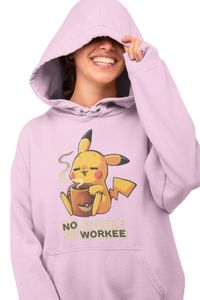 Öko Damen Hoodie Kapuzenpullover Anime Pokemon Pikachu Pika No Coffee no workee