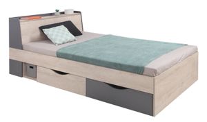 Furniture24 Bett Delta Dl15 Mit Federkeernmatratze 120X200 Cm 2 Schubladen Kopfteil Mit Staraum Einzelbet