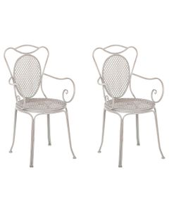 BELIANI Gartenstuhl grau Metall 2er Set Balkon Terrasse Garten romantisch