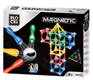 BLOCKI 124 Stück Magnetische Bausteine, Spielzeug, Magnet Lernspielzeug, Magnetblöcke, Stapelspielzeug-Set für Kinder und Erwachsene, Bauspielzeug, 3D-Puzzle