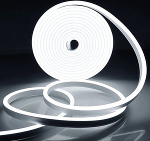 5m LED Streifen DC12V Dimmbar Neon Lichtleiste Wasserdicht Flexibel Lichtband mit Netzteil für Außen Innen Deko, Kaltweiß 5m LED Streifen DC12V Dimmbar Neon Lichtleiste Wasserdicht Flexibel Lichtband mit Netzteil für Außen Innen Deko, Kaltweiß