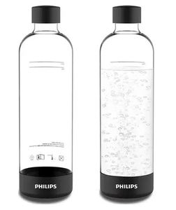 Philips GoZero - Fľaša výrobníku sódy 2 ks, objem 1 l, plast/čierna ADD911BK/10