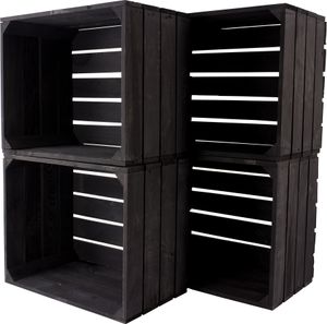 5x SCHWARZE HOLZKISTE / NEU / 50x40x30 cm / stapelbare Obstkiste, Regal schwarz, Deko