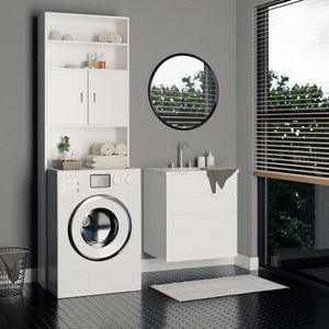 Koupelnová skříňka nad pračku | bílá