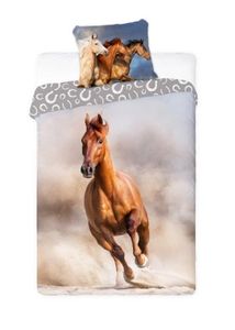 Pościel 160x200cm + 70x80cm konie HORSES GNIADES