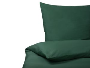 BELIANI Bettwäsche Set Grün einfarbig Baumwolle 3-teilig Komfortgröße für Einzelbett 155x220 cm 2 Kopfkissenbezüge und Deckenbezug mit Knopfverschluss