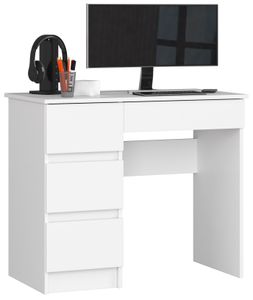 PC-Schreibtisch AKORD A7 links Weiß mit 4 Schubladen B90 x H77 x T50 cm