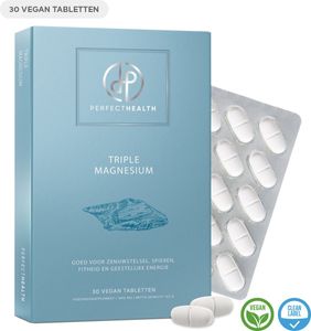 Perfect Health - Magnesium Tabletten Hochdosiert - für Nervensystem, Muskeln und spirituelle Energie - 30 Tabletten - Triple Magnesium - Veganer