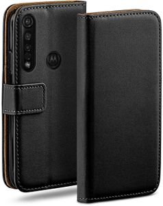 moex® Book Case kompatibel mit Motorola Moto G8 Plus - Hülle 360 Grad klappbar, Schwarz