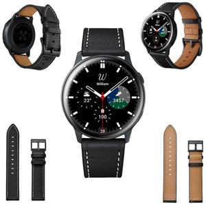 Für Samsung Galaxy Watch 4 40mm / 44mm Uhr Smart Watch Echt Leder Armband Ersatz Arm Band Schwarz