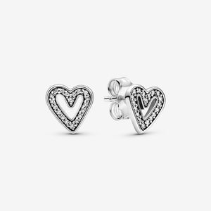 Pandora Ohrstecker 298685C01 Sparkling Freehand Heart Silber 925 Ohrringe