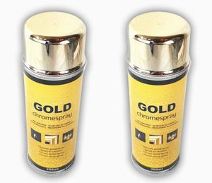 2 Dosen a 200 ml Hochwertiger Goldspray mit chromgold -Effekt. Gleichmäßiger, extra feiner Sprühnebel verleiht Oberflächen optische Brillianz