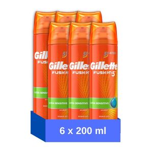 Gillette Fusion5 Rasiergel - Ultra Sensitive - 200 ml - 6 Stücke