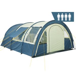 CampFeuer Zelt Multi für 4 Personen | Blau/Sand | Tunnelzelt 5000 mm Wassersäule