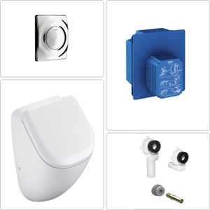 VIGOUR DERBY Urinal spülrandlos mit SoftClose Deckel und Grohe Zubehör, glanz chrom