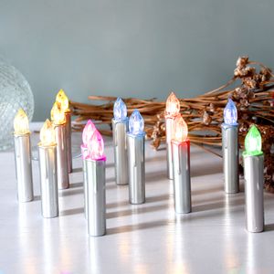 LED Weihnachtskerzen Kabellos Weihnachtsbeleuchtung Lichterkette Timer Baumkerze, Color:Silber, Größe:30er