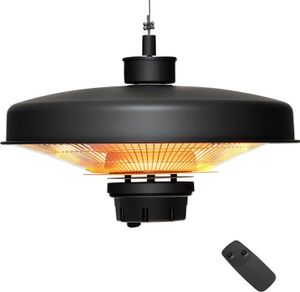 COSTWAY Infrarot Deckenheizstrahler 2000W, Terrassenstrahler Elektroheizung zum Aufhängen, Heizgerät mit Fernbedienung, Infrarotstrahler IP65 wasserdicht für Terrassen, Outdoor