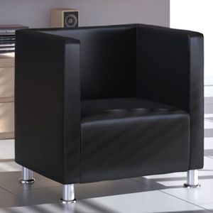 vidaXL Kreslo Cube Black Faux Leather