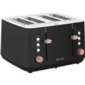 ECG ST 4768 Timber Black | Toaster | 4 Fächer für Toast | 7 Intensitätsstufen | Kabelaufbewahrung | Edelstahl | Schwarz |