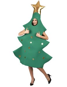Tannenbaum-Kostüm Uni-Weihnachtskostüm grün-gold