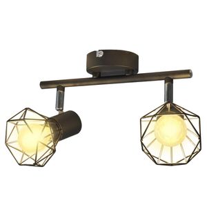vidaXL Deckenstrahler Industrie-Stil Drahtgestell + 2 LED-Glühlampen schwarz