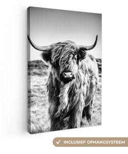 OneMillionCanvasses® - Maľba na plátne - Obraz na plátne Nástenná maľba na plátne - Škótsky horal - Príroda - Krava - Čierna - Biela - 40x60cm -