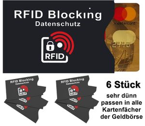 GKA 6 Stück RFID Schutzhülle Kartenschutzhülle Kreditkarte EC-Karte Hülle Kartenhülle Personalausweis Bankkarte 100% NFC-Schutz Kreditkarten Schutz-Hülle RFID-Blocker Kreditkartenhülle abgeschirmt