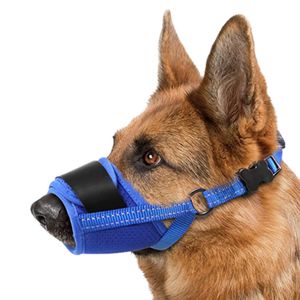Verstellbarer Maulkorb für Hunde mit Schnellverschluss-Schnalle, ultraleicht, atmungsaktiv, Anti-Bellen, Maulkorb für Welpen, Mundschutz, Heimtierbedarf-Blau,M