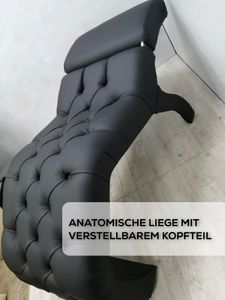 Anatomische Kosmetikliege mit verstellbarem Kopfteil, Kunstleder, 175x70 cm, Liege für Wimpernverlängerung, Couch für Beauty Salon - 11 schwarz