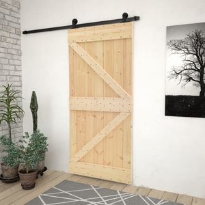 vidaXL Drzwi przesuwne z okuciem 90x210 cm lite drewno sosnowe