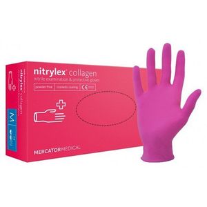 Jednorázové nitrilové zdravotnické rukavice Mercator NITRYLEX magenta 100 ks velikost M
