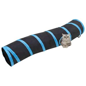 vidaXL Katzentunnel in S-Form Schwarz und Blau 122 cm Polyester