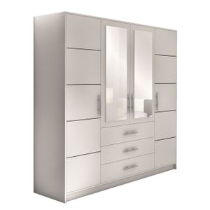 Mirjan24 Kleiderschrank Tytus D4, Drehtürenschrank, Garderobenschrank mit Spiegel, Schlafzimmer (Farbe: Weiß)