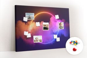 Pinwand Korkplatte Tafel ohne Rahmen - Lehrmittel Kinderspiel - 140x100 cm - 100 Stk. Farbig-Pinnadeln - 3D Rauch abstrakt