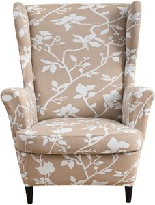 Topchances 2 Piece Wing Chair Cover, kryty židlí Wing Chair Slipcovers Cover Kryty židlí Elastický stretch kryt židle s područkou High Back, Light Brown