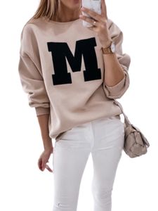 Damen Baggy Pullover Unifarben Winter Crew Neck T-Shirt Verdicken Langarm Sweatshirt