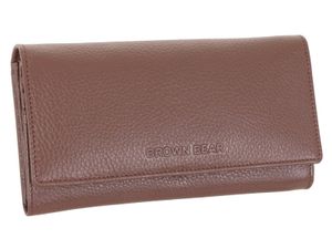 Brown Bear lange Damen-Geldbörse aus Echtleder mit Überschlag Modell Ina, Braun-Espresso