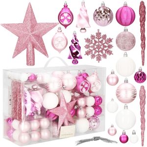 Weihnachtskugeln Christbaumkugeln Weihnachtsbaum Kugeln 100 Stück Dekoration - Pink / Rosa
