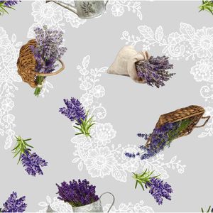 PVC Tischdecke Nizza grau Lavendel Wachstuch NEU · Breite & Länge wählbar · abwaschbare Tischdecke, Größe:130 x 170 cm