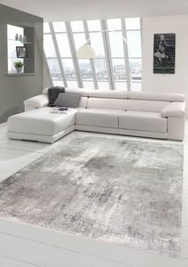 Wollteppich Teppich modern Wohnzimmerteppich Wolle abstrakt in grau Größe - 160x230 cm